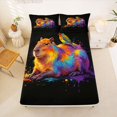thumbnail image 5 of Manfei Cute Little Birds Queen Sheets,Lovely Capybara Queen Sheet Sets,Black,4pcs,1 Flat Sheet, 1 Fitted Sheet and 2 Pillowcases, 5 of 6