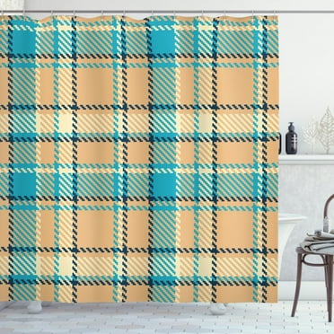 Ambesonne Checkered Shower Curtain, Old Celtic Fashion, 69"Wx70"L, Cream Pale Blue