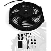 10" inch Slim Fan Push Pull Electric Radiator Cooling Fans 12V Mount Kit Unversal Black