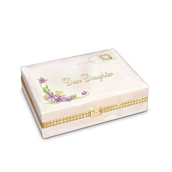 The Bradford Exchange Dear Daughter Postal Letter Themed Heirloom Porcelain® Music Box Plays Melody Beautiful Dreamer 5-inches