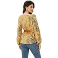 thumbnail image 3 of Women's Long Sleeve Sequin Crew Neck Fashion Pullovers Sweatshirt, Gold, Medium, 3 of 6