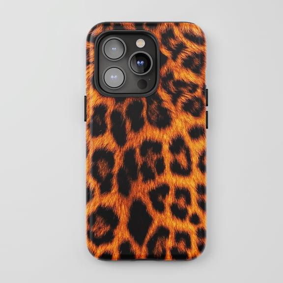 Leopard Print For iPhone Protective Phone Case Wild Animal Pattern Orange Black