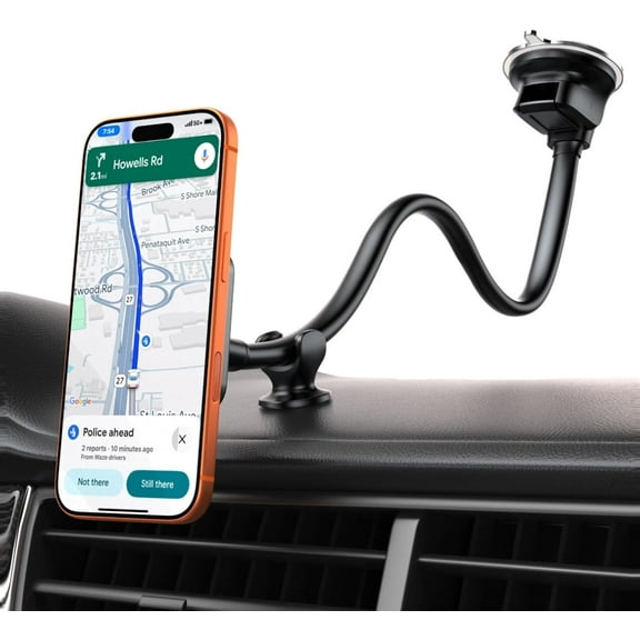 Upgraded Magnetic Car Phone Mount for MagSafe, 14-Inch Long Arm Extension with Strong Suction Cup Truck Phone Holder, Windshield Mount Compatible with iPhone 17 16 15 14 13 12 Pro Max Air
