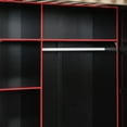 thumbnail image 6 of Full Size Gamer Loft Bed with Desk, RGB LED Lights & Storage, Wood Loft Bed with Open Wardrobe, Gaming Bed with USB Ports, Red, 6 of 9