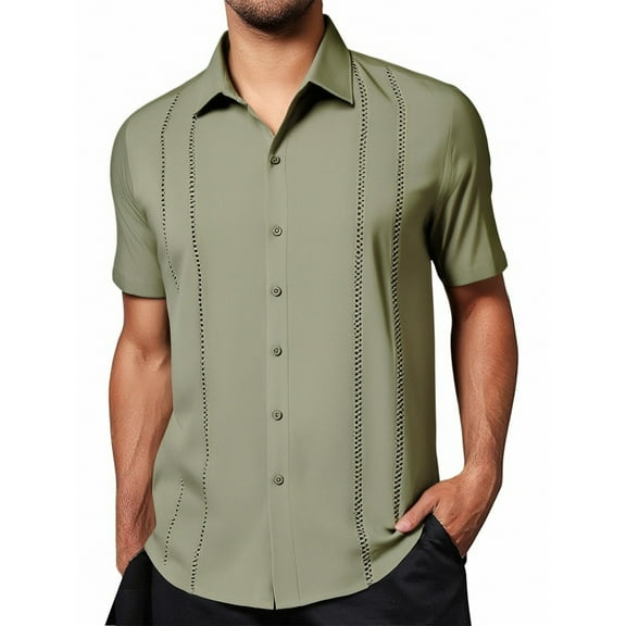 Dpytoraw Men's Short Sleeve Shirt Casual Tropical Print Button Up Beach Shirt Men’s Moisture-Wicking Casual Shirts for Summer