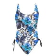 thumbnail image 4 of UTSJKR One Piece Swimsuit Women 2025 Vintage Tummy Control One Piece Bathing Suits V Neck Boho Floral Print Swimwear Blue 10, 4 of 6