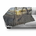 thumbnail image 3 of Tropical Soft Flannel Fleece Throw Blanket, Paradise Beach Hammock and Coconut Palm Trees Horizon Coast Vacation Scenery, Cozy Plush for Indoor and Outdoor Use, 70" x 90", Multicolor, by Ambesonne, 3 of 6