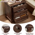 thumbnail image 5 of Buildhom Farmhouse 3-Drawer Nightstand with Solid Wood Legs, Rustic End Table for Bedroom & Living Room, Walnut, 5 of 8