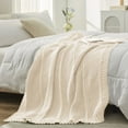 thumbnail image 6 of Chenille Chunky Knit Throw Blanket Chevron Textured Bedding Blanket,50" X 60",Ivory, 6 of 6