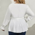 thumbnail image 5 of SCOMCHIC Female Plus Size Blouses V Neck Belted Tie Wrap Peplum Tops Flowy Shirts XL, 5 of 5