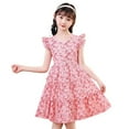 thumbnail image 1 of Robes Petite Fille Manches à Volants Ligne A à Volants Robe d'Été Princesse Robe Florale pour Filles Robe de Fête, 1 of 9