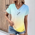 thumbnail image 1 of Pntutb T-Shirt pour Femme à Col en V Imprimé, Boutonné, Manches Courtes, Haut T-Shirt Haut Chemise, 1 of 5