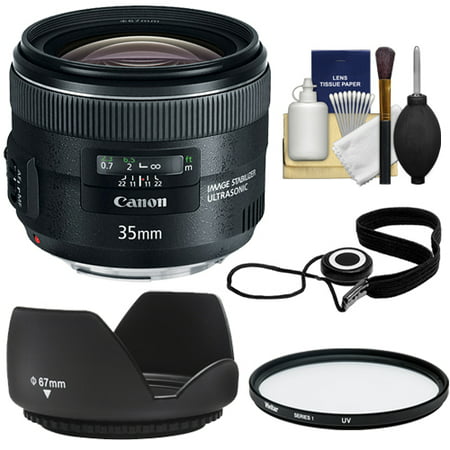 Canon EF 35mm f/2 IS USM Lens with UV Filter + Hood + Cap Keeper + Cleaning Kit for EOS 6D, 70D, 5D Mark II III, Rebel T3, T3i, T4i, T5, T5i, SL1 DSLR
