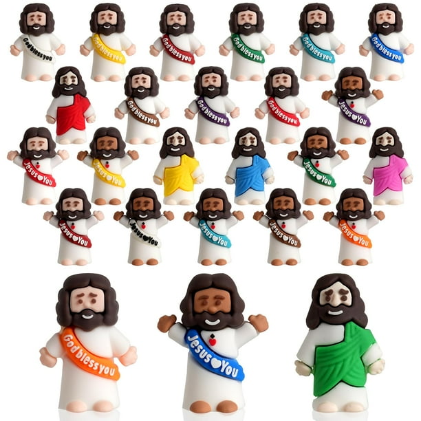 AMZFAVOR, 100 minijuguetes de goma con figuras del Pequeño Jesús, 3,5 cm
