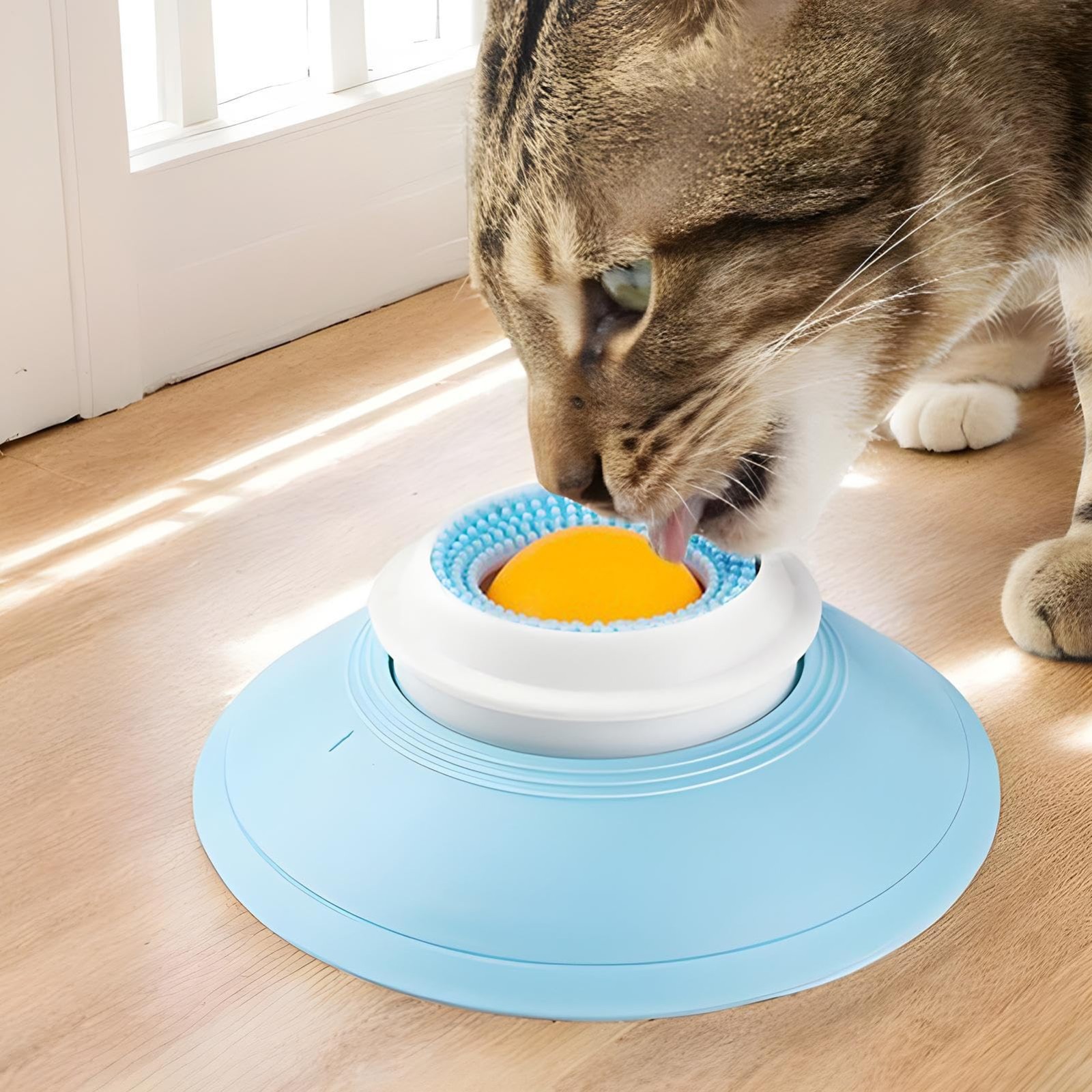 Nallwabiu Dog Lick Sphere Ball, Slow Feeder Licky Bowl for Dogs, 2-Pack Lick Sphere Toys for Anxiety Relief, Healthy Diet Food Container for Dogs and Cats, White + Yellow (2PC)