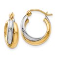 thumbnail image 1 of 14k Two Tone Gold Hinged Hoop Earrings, 1 of 7