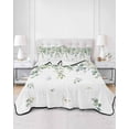 thumbnail image 2 of Quilts Twin Size Bedding Set, Sage Green Eucalyptus Leaves Lightweight Quilted Comforter, Spring Floral Weeping Botanical Soft Bedspread Coverlet with Pillow Covers for All Season, 68" x 86", 2 of 7
