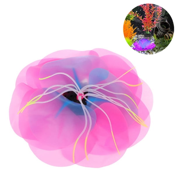 Coral de loto, gel de sílice suave que se mueve naturalmente con el flujo de agua, decoraciones de acuario que brillan en la oscuridad, adornos de coral brillantes para decoraciones de