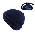 thumbnail image 1 of pstuiky Turbante para hombre, gorro trenzado con forro de satén, preatado, para dormir (circunferencia de cabeza aplicable: 60-62 cm / 23,62-24,41 pulgadas)., 1 of 5