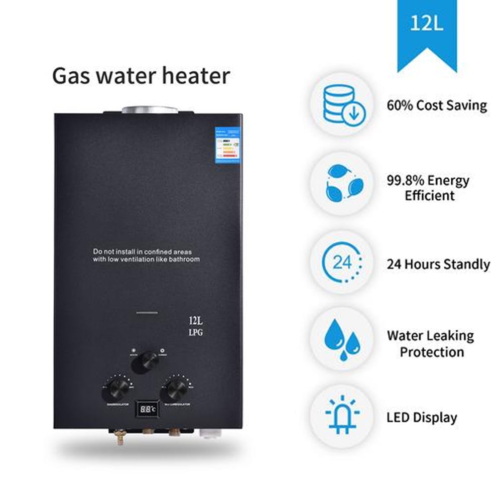 12L LPG Propane Gas Instant Hot Water Heater Boiler Outdoor Stainless Steel New 