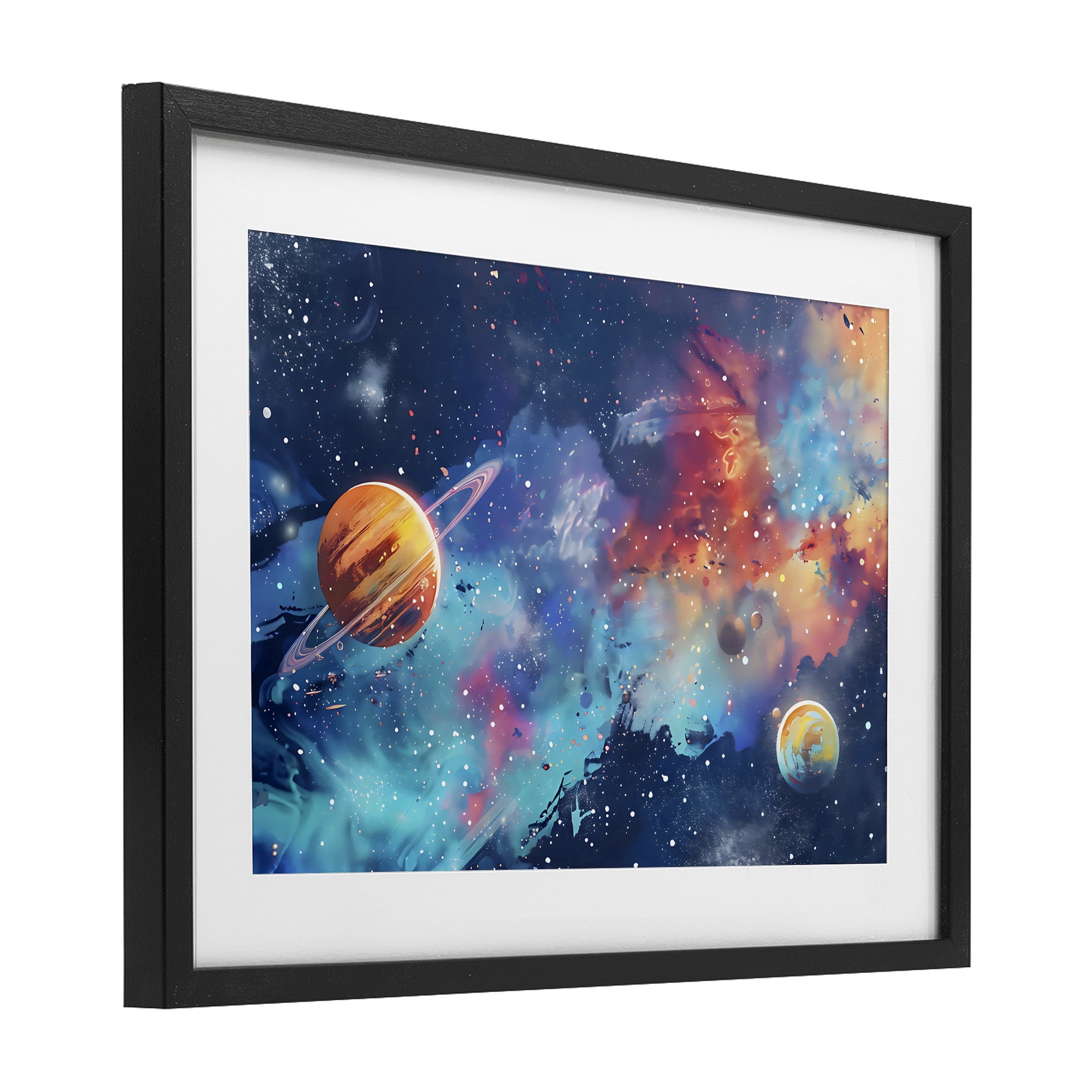 Stupell Industries Nebula Dreams Scattered Planets Black Framed Print Under Glass, design by Creative Studio