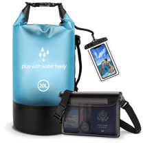 DAKOMM Waterproof Dry Bag, 20L Dry Bags Waterproof with Phone Case and Waterproof Pouch,Roll Top Dry Storage Bag Backpack W/ Double Shoulder Straps for Swimming Boating Kayaking Board Beach Essential