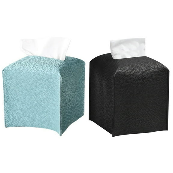 2Pcs Tissue Box Covers, Paper Case Square Decorative PU Leather, for Kitchen/Living room/Car/Bathroom