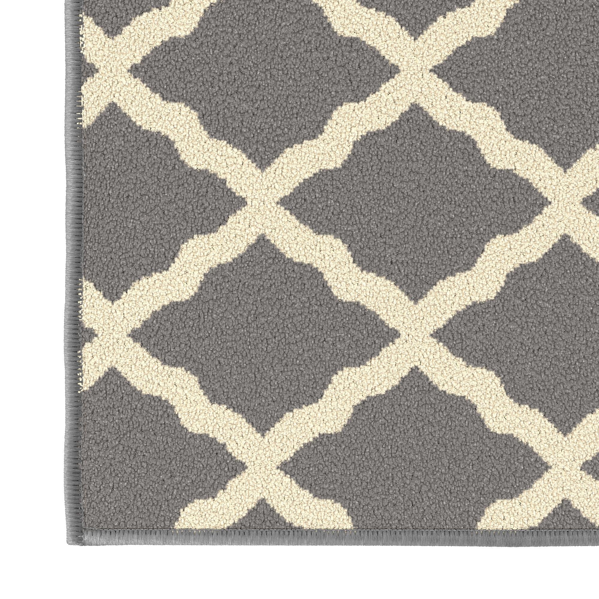 Ottomanson Trellis Area Rug 5' x 6'6" - Non Slip Low Pile Carpet, Gray