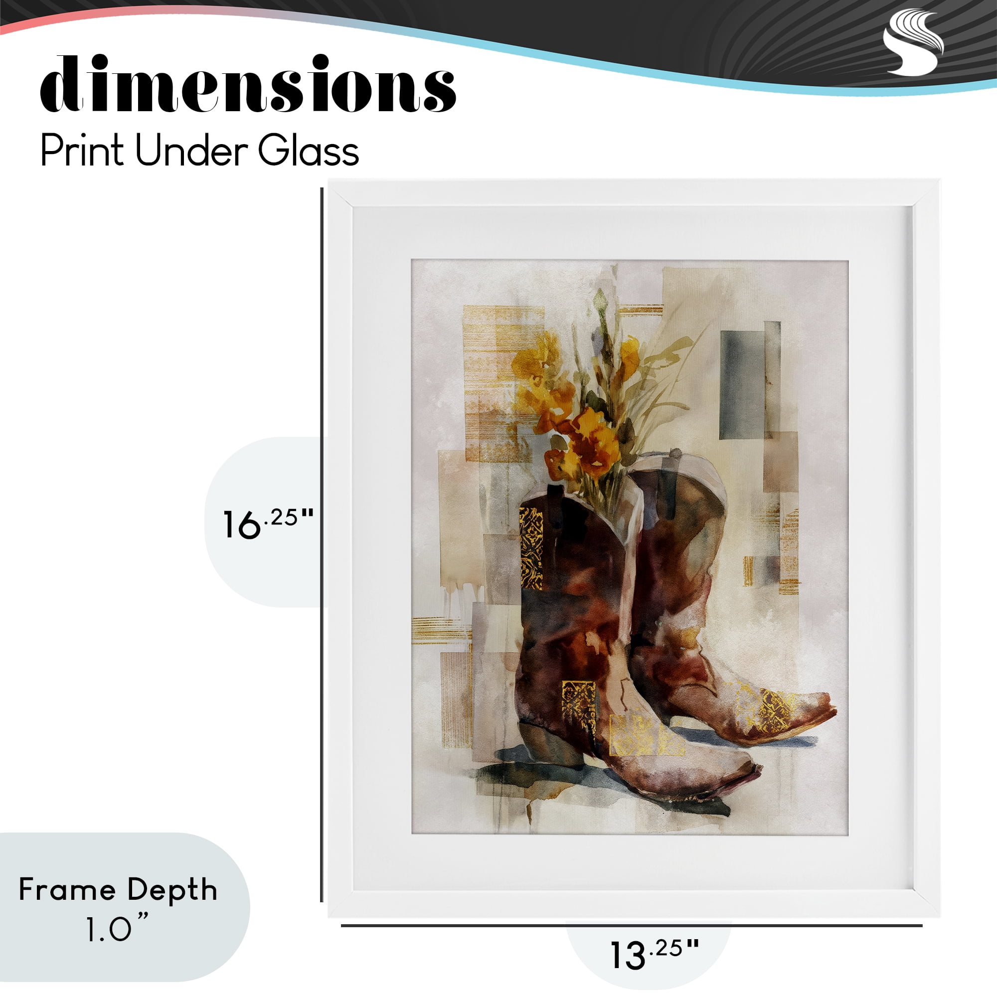 Stupell Industries Western Roots & Blooms White Framed Print Under Glass, design by Svetlana Aleynikova