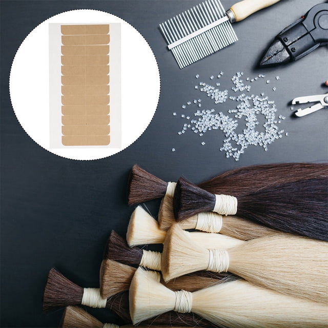 RENACLIPY 10Pcs Double Sided Hair Extension Tape Tabs Light Brown Invisible Adhesive for Wigs