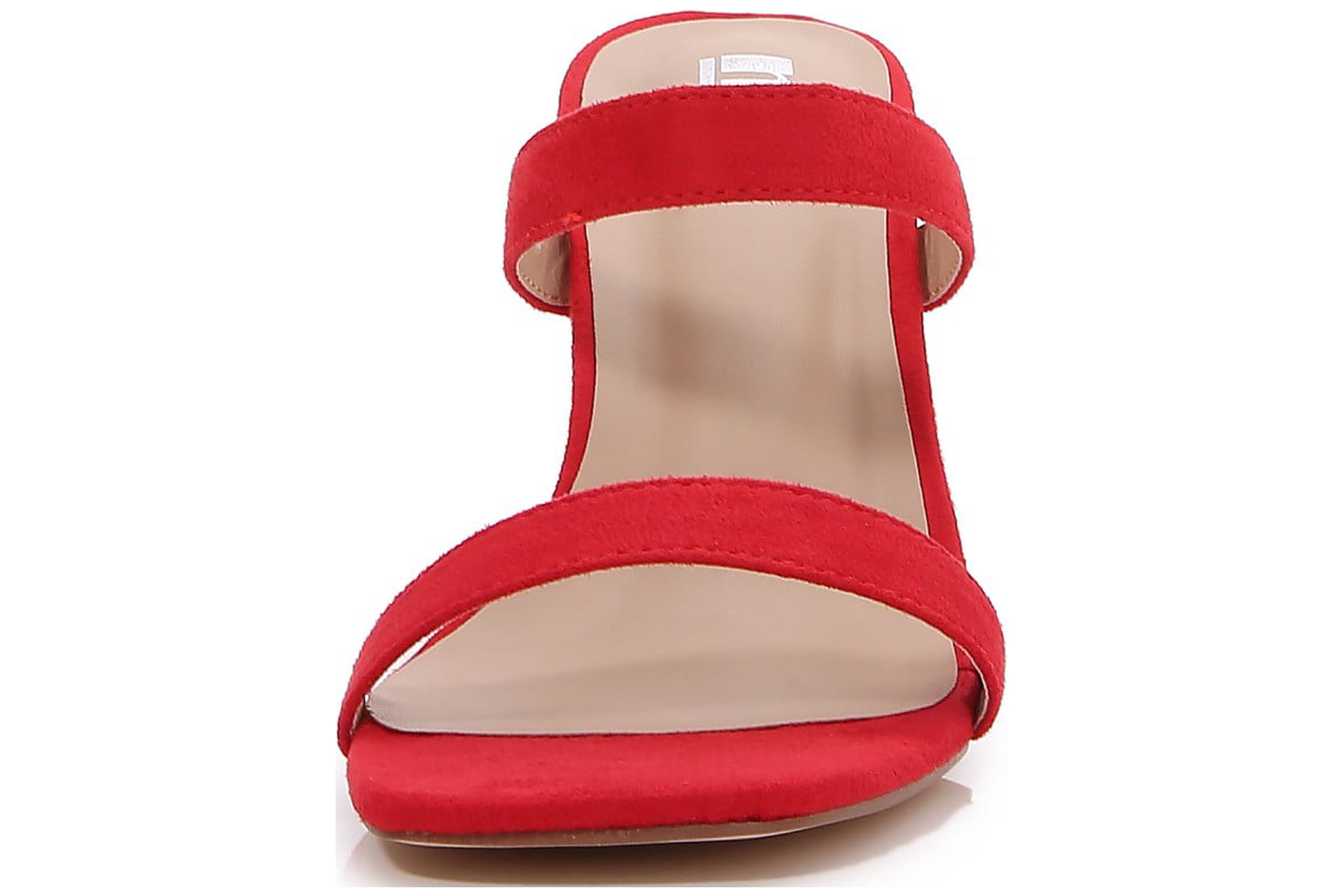 Women Double Strap High Chunky Heeled Slip On Slide Sandals (Double Solid Black, 8)