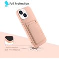 thumbnail image 5 of Compatible with iPhone 13 (6.1 inch) Case, Card Holder Camera Protection Cover for iPhone 13 + Screen Protector, Card Slot  for iPhone 13 Phone Case -Pink, 5 of 12