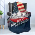 thumbnail image 4 of 4th of July Soft Flannel Fleece Blanket, American Flag Backdrop with Stars and Swirled Abstract Stripes Patriotic Design, Cozy Plush for Indoor and Outdoor Use, 50" x 70", Multicolor, by Ambesonne, 4 of 5