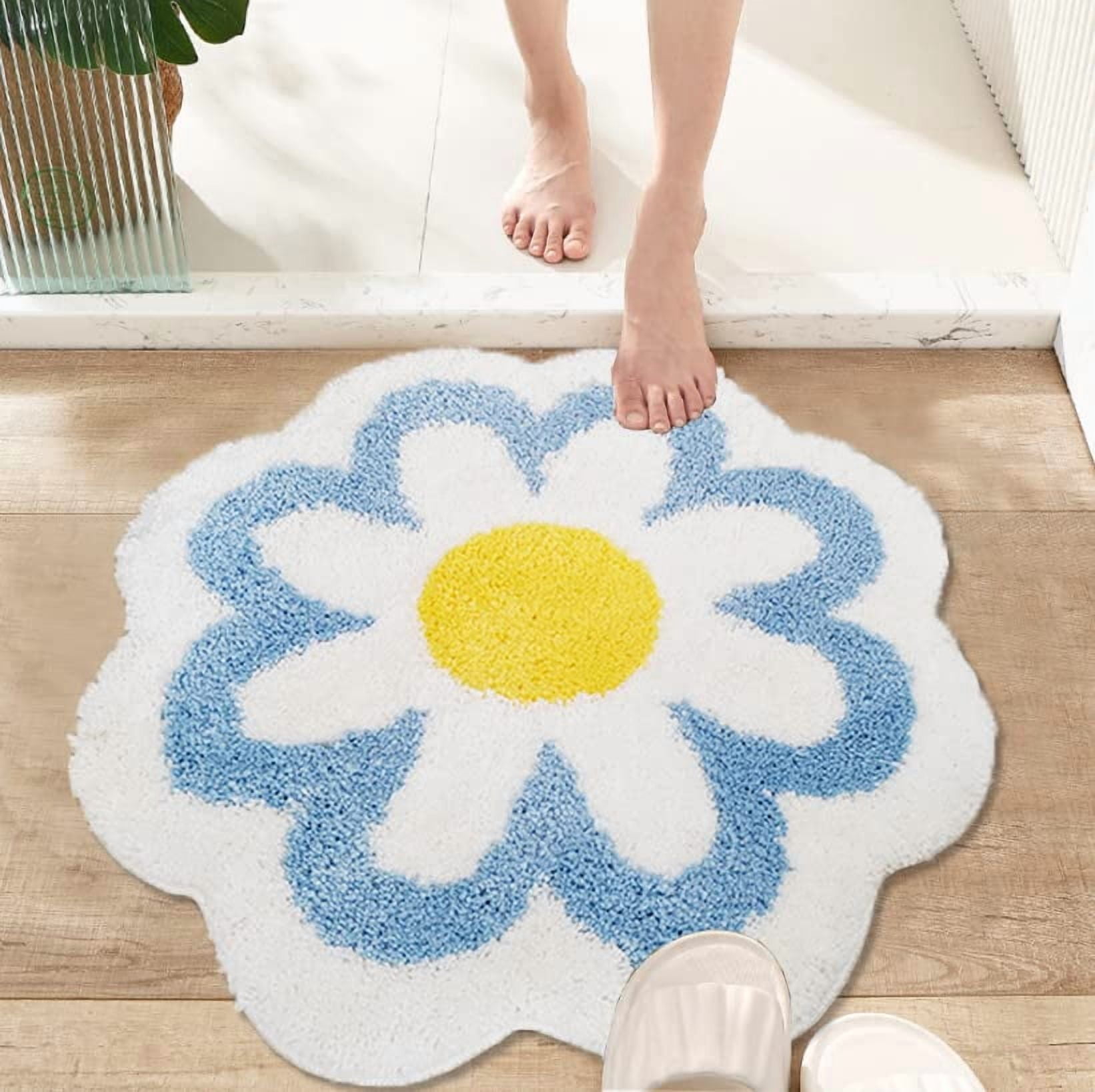 Flower Bath Mat, Pink Bathroom Rug for Valentine's Day, Beauty Bath Mats, Bath Rug, Machine Washable Flower Rug, Shower Bathtub Mat Gift Aesthetic Summer Room Decor