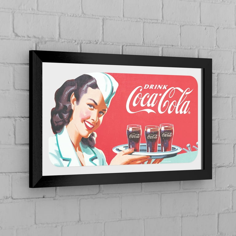 Coca-Cola"Waitress" Framed Logo Mirror 141［並行輸入］ Free Shipping! Trademark Gameroom Coca-Cola Black Framed