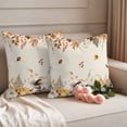 thumbnail image 2 of Fall Grey Orange Outdoor Waterproof Pillow Covers, Thanksgiving Pumpkins Rustic Maple Leaf Decorative Square Throw Pillowcase Sofa Cushion Sham for Patio/Couch/Chair, 20"x20" 2 Pack, 2 of 8