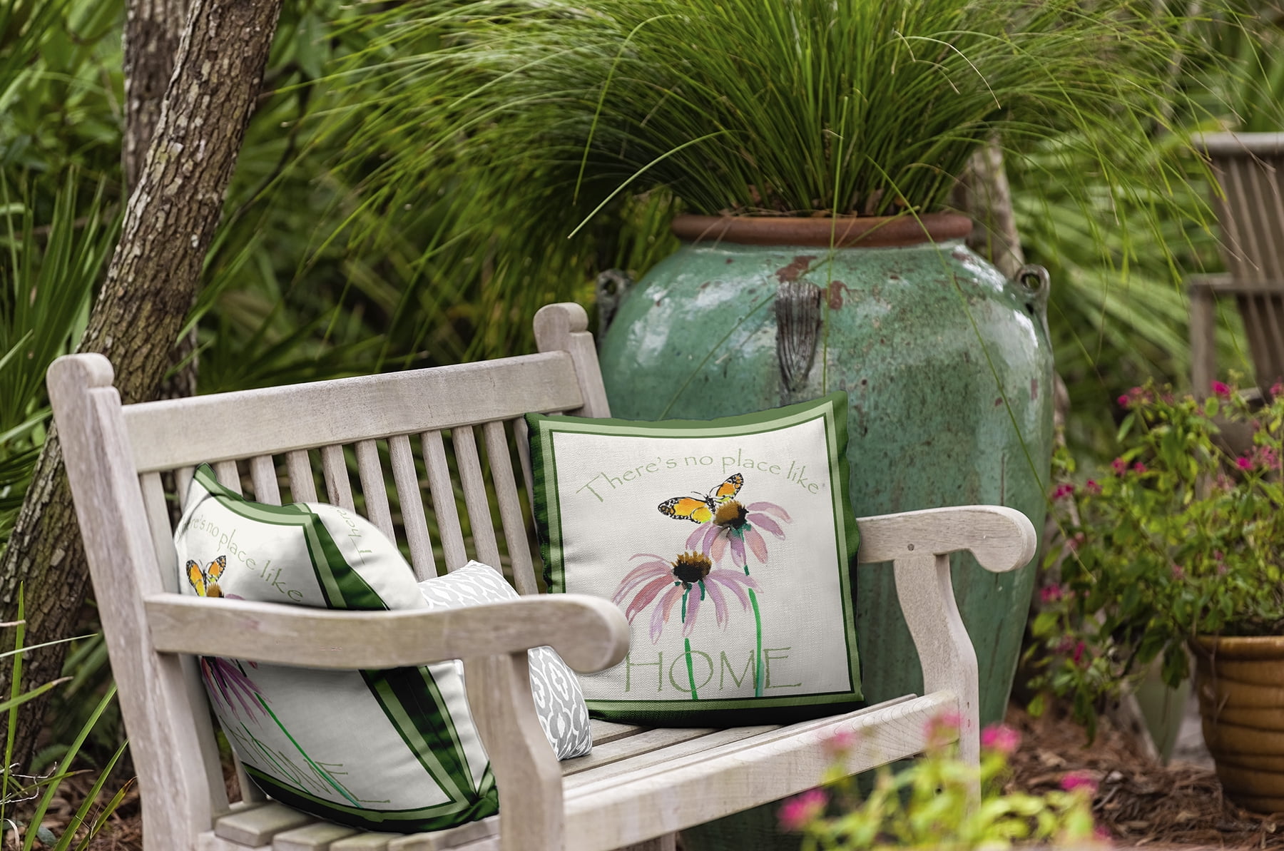 20" x 20" Simply Daisy There's No Place Like Home Polyester Indoor/Outdoor Pillow, Leaf Qty 1