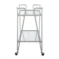 thumbnail image 4 of Linon 2-Tier Mobile Metal & Glass Bar Cart, 32.5" H, Chrome, 4 of 7