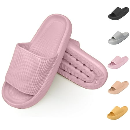 

Homieway Cloud Slippers for Women and Men Pink Pillow Slippers Bathroom Shower Sandals Soft Thick Sole