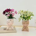 thumbnail image 3 of Face Planter Pot with Heart Hands, Resin Head Succulent Planter with Drainage Hole, Cute Decorative Makeup Brush Holder for Vanity, Gift for Women, 3 of 9