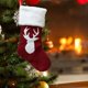 thumbnail image 5 of Juego de 2 Bolsas de Regalo para Calcetines Navideños | Calcetines Navideños de Terciopelo Rojo de Punto con Diseños de Papá Noel y Muñeco de Nieve | Tela de Patchwork Resistente | Decoración para La, 5 of 6