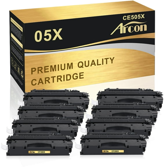 Arcon 8-Pack Compatible Toner for HP 05X (CE505X) works with LaserJet P2055D P2055DN P2055X 2053 2054 2055 2056 2057 P2050 P2055 Printer (Black)