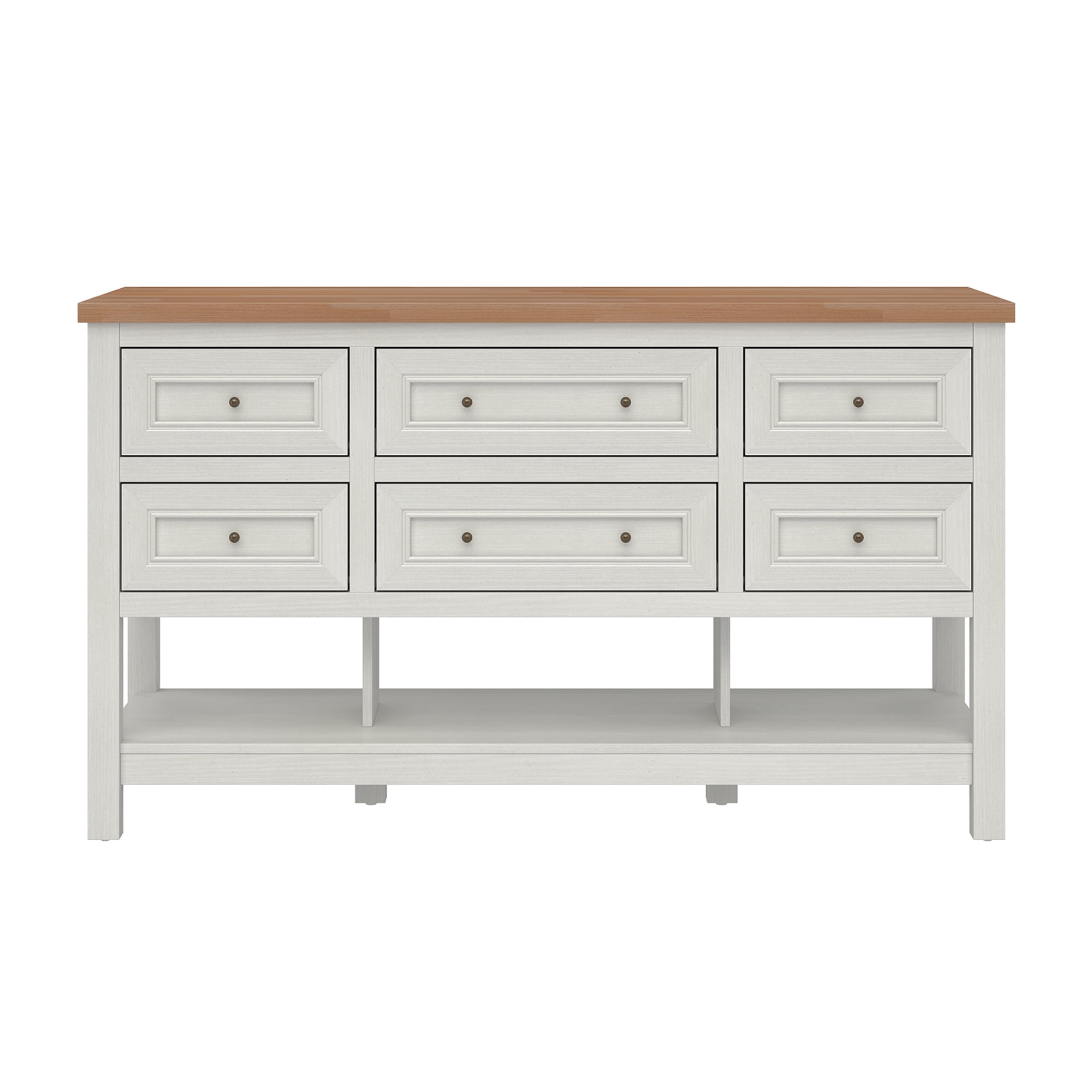Walker Edison Modern Free-Standing Kitchen Island with 6 Drawers, White