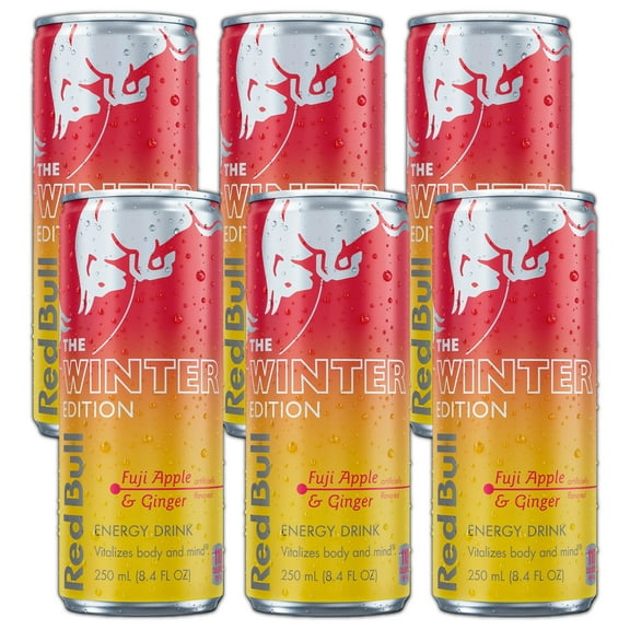 Red Bull Fuji Apple and Ginger Winter Edition Energy Drink, with 80mg Caffeine plus Taurine & B Vitamins, 8.4 Fl Oz, ( 6 pack) Repackaged By "Shadow Cart"