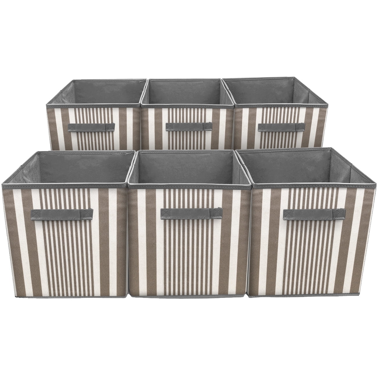 Sorbus Foldable Storage Cube Basket Bin, 6 Pack, Vertical Stripe Line Pattern