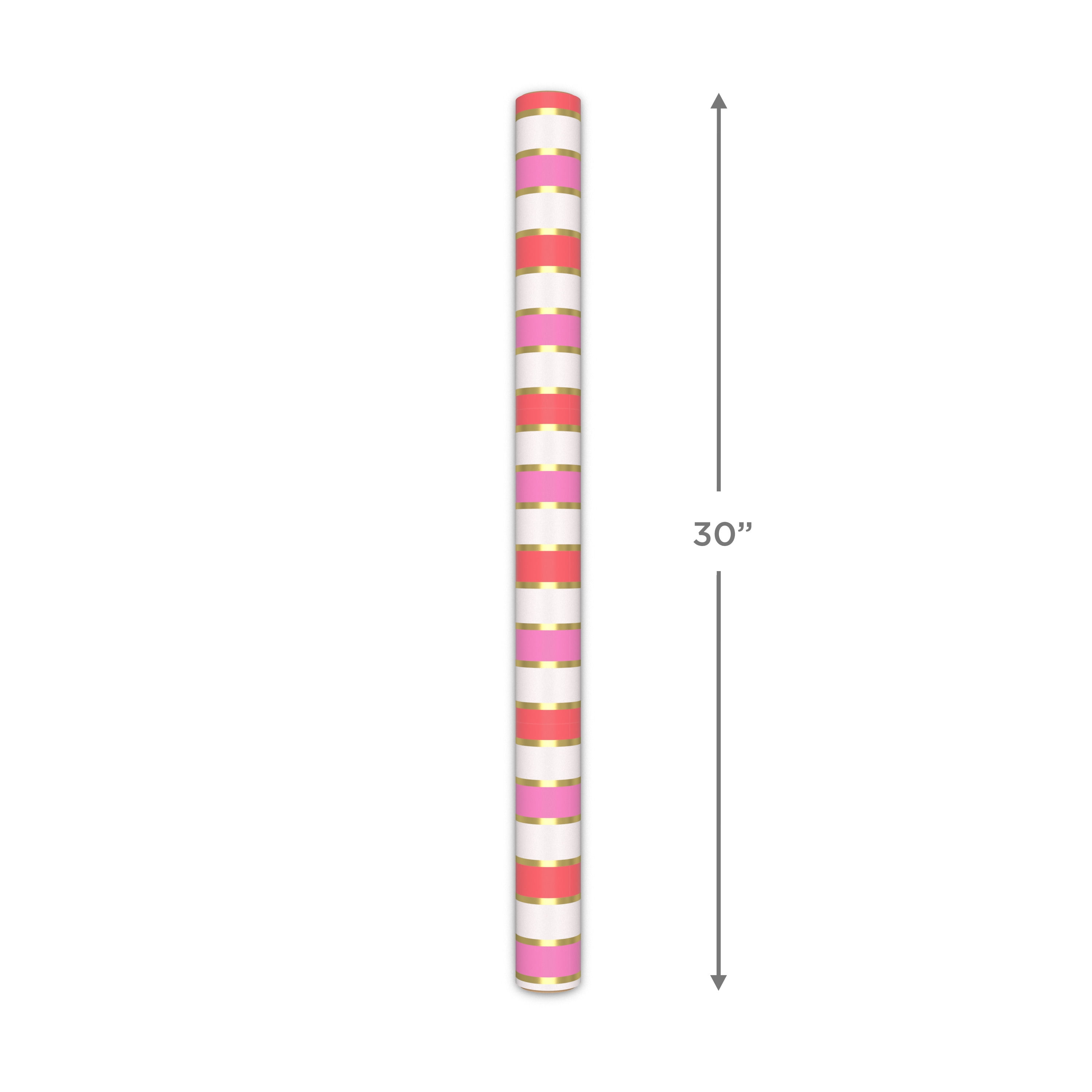 Hallmark Wrapping Paper Roll (Pink and Gold Foil Stripes) 17.5 sq. ft.