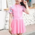 thumbnail image 6 of TOWED22 Toddler Girl Swimsuit One Piece Rash Guard Bathing Suit Little Girls Short Sleeve Quick Dry Swimwear 1-7 Years Pink,9-10 Y, 6 of 6