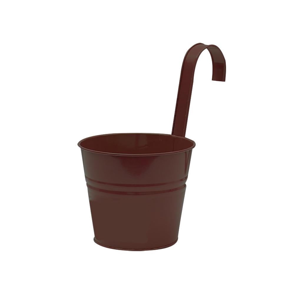 Metal Bucket Flower Pot with Detachable Hook Hanging Storage Bucket for