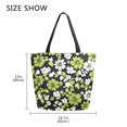 thumbnail image 5 of FORMRS Womens Canvas Tote Bag with Zipper Inner Pocket Shoulder Handbag, Green Flower Pattern, 5 of 7