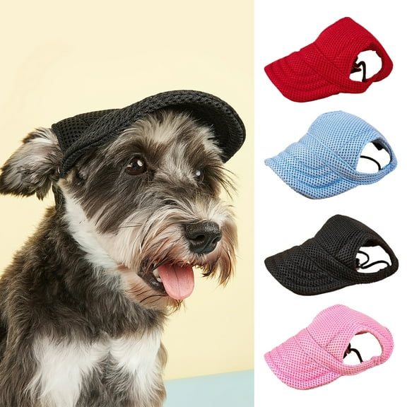 opvise Pet Hat with Ear Holes Breathable Mesh Adjustable Small Dogs Cats Teddy Pug Chihuahua Shih Tzu Yorkshire Terriers Puppy Baseball Hat Outdoor Travel Black